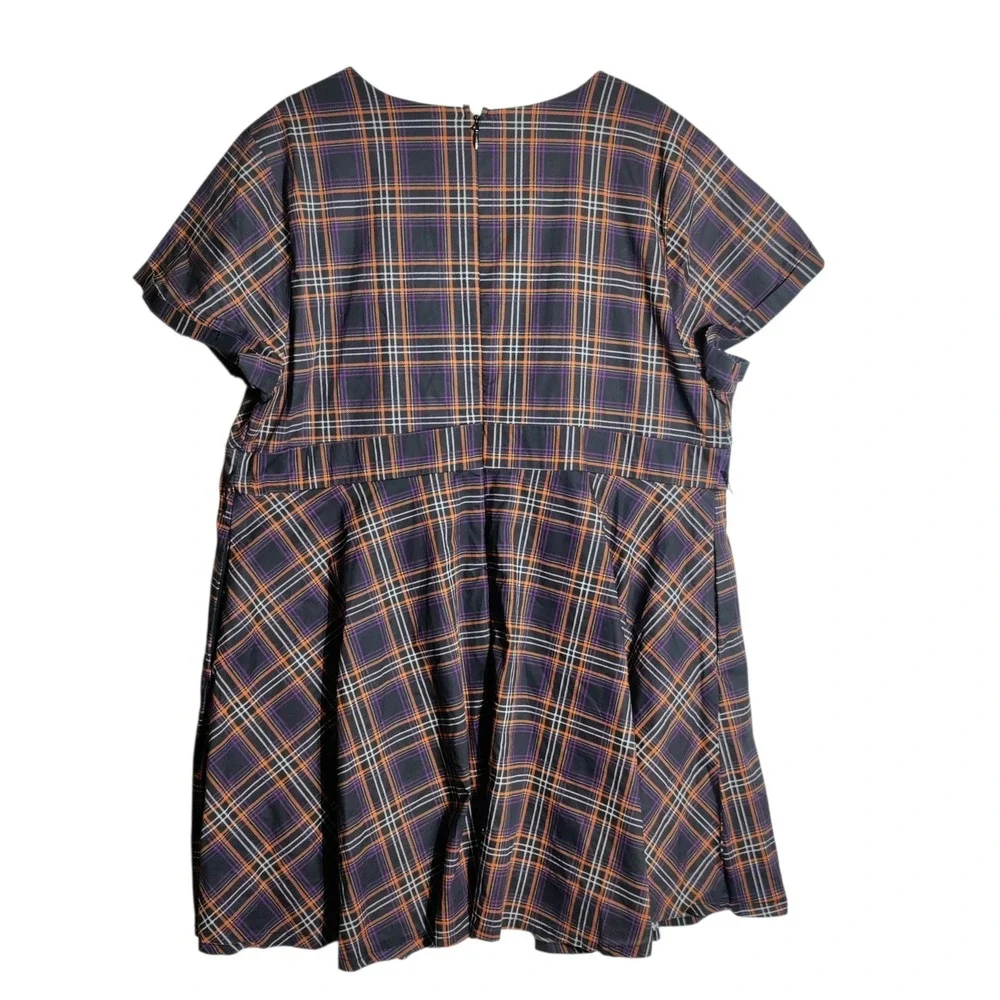 Retro Chic by Torrid Purple Orange Plaid Fit Flare Dress Plus Size 22 148862 - Picture 2 of 7